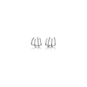 Minimalistische S925 Sterling Silber Vier-Krallen-Ohrstecker mit Zirkon-Besatz