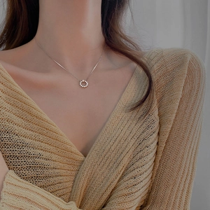 Star Circle Pendant Necklace With 925 Sterling Silver Zircon Inlaid Copper Chain Minimalist Light Luxury Jewelry For Women