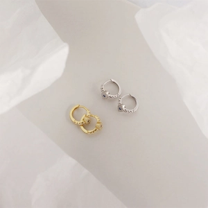 Boucles d'oreilles créoles S925 argent œil du diable avec zircon et pierre bleue