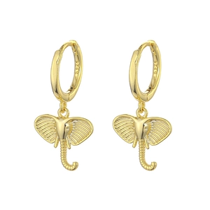 Minimalist S925 sterling silver golden elephant drop earrings with high polish finish