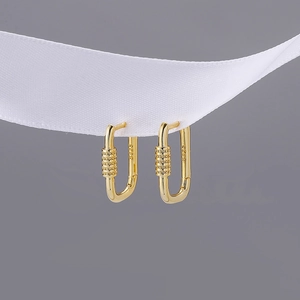 Minimalist gold U-shaped hoop earrings in S925 sterling silver with industrial texture