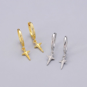 S925 sterling silver star pendant hoop earrings in gold and silver finish