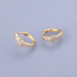 Elegant gold star hoop earrings with zircon pave setting for women stylish jewelry