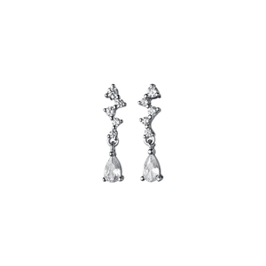 Elegant S925 sterling silver pear-shaped zircon drop earrings with pave-set accents