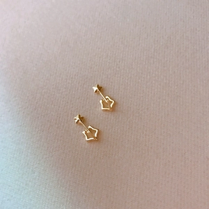 Minimalist 925 sterling silver hollow star stud earrings in elegant gold finish