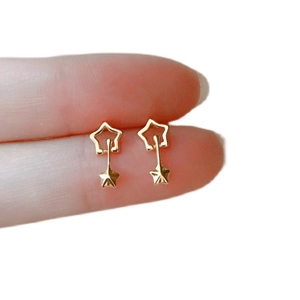 Minimalist 925 silver star drop earrings with hollow star design in gold finish