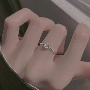 Elegant S925 sterling silver rose flower hollow ring with a minimalist open design