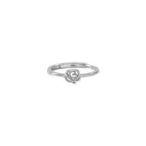 Adjustable S925 sterling silver open ring featuring a hollow rose flower design