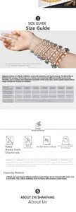 Size guide for crystal bead bracelets showing bead diameters from 6mm to 18mm with fit info