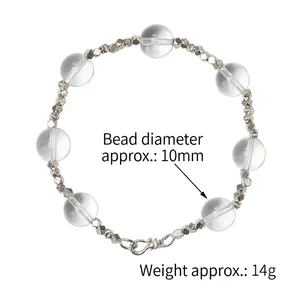 Natural white crystal 10mm bead bracelet with S925 silver spacers and S-hook clasp