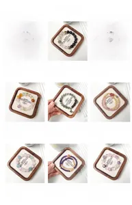 Detail view of natural crystal bracelets collection including citrine and amethyst beads