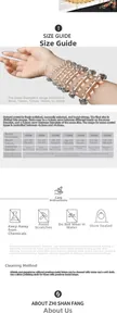 Detailed size guide for 6-18mm tiger eye stone beads with bracelet care instructions