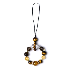 Natural yellow citrine and 10mm golden tiger eye beaded phone strap for women