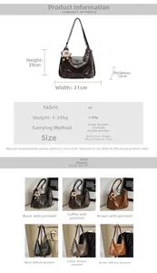 Detailed size chart for the vintage PU leather backpack showing 31x29x12 cm dimensions