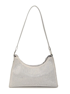 Funkelnde silberne Strass-Schultertasche für Damen im schicken Y2K-Baguette-Stil Design