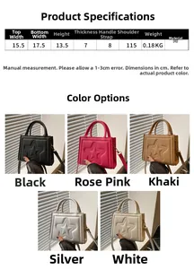 Detailed dimensions of the star-embossed PU leather mini bag with 5 color options