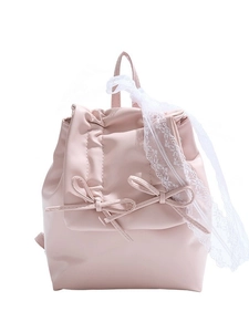 Mini zaino rosa in stile balletto con fiocchi e nastro di pizzo per donna