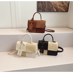 Minimalist square handbags featuring contrasting colors and premium faux leather textures