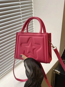 Women Star Embossed PU Leather Handbag Fashion Small Square Crossbody Bag With Adjustable Shoulder Strap Lady Chic Satchel