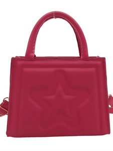 Chic magenta handbag with 3D embossed stars featuring a sleek top handle for women