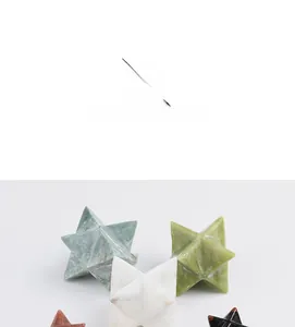 Assorted natural Merkaba star stones in green aventurine, white crystal and gemstone