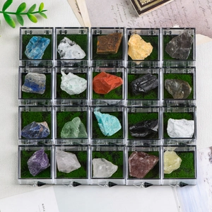 Spécimen de Minéral de Pierre Brute de Cristal Naturel Avec Boîte en Acrylique Claire Kit Scientifique Décoration