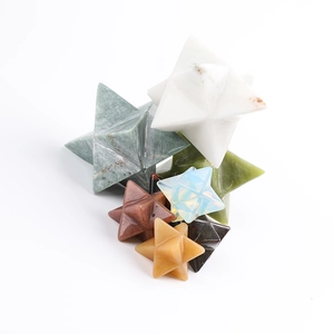 Polished natural crystal Merkaba stars set in various minerals for home office decoration
