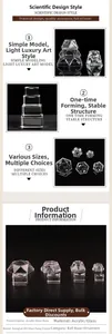 Detailed macro view of multi-sized clear acrylic hexagonal bases for crystal ball display