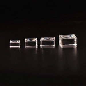 Set of 4 tiered crystal ball stands in clear hexagonal glass for desktop home decor
