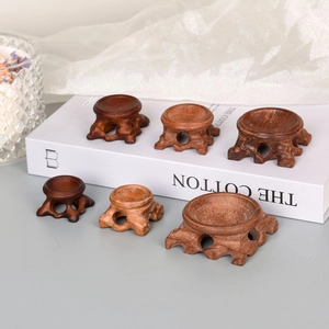 Crystal Ball Sphere Stand Wood Display Base Hollow Carved Tripod Holder Home Office Decor Natural Grain Support