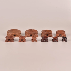 Traditional Chinese hollow carved wood display stands for crystals and antiques in various sizes