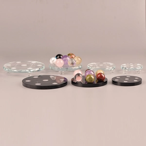 Glass Seven Star Array crystal ball base with engraved geometric astrology patterns