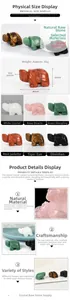 Detailed size specifications and material comparison of carved gemstone turtle figurines