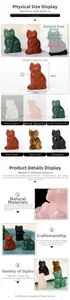 Détails macro de figurines de chat en cristal naturel de 1,5 pouce en diverses pierres