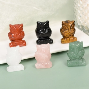 Lot de six figurines de hibou en cristal naturel de 1,5 pouce en pierres fines
