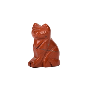 Figurine chat de 1,5 pouce en jaspe rouge naturel avec sculpture artisanale en pierre fine