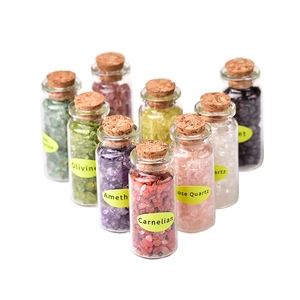 9pcs set of natural crystal chips in glass bottles with corks for home decoration