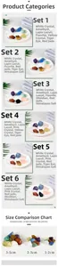 Detailed set of natural raw crystal stones in various sizes for aromatherapy decor