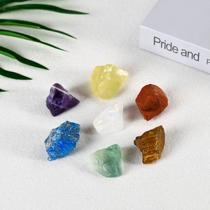 7 Chakra natural crystal energy stone set with raw amethyst and quartz stones
