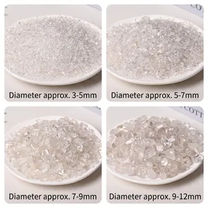 Natural white crystal quartz stone chips in four sizes from 3mm to 12mm for home decor