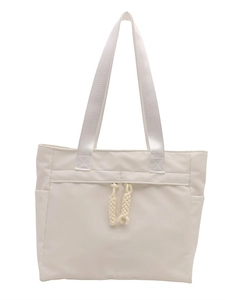 Borsa tote bianca in nylon minimalista capiente per il pendolarismo e l'università