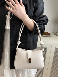 Borsa Sottobraccio in Pelle PU Moda Donna Minimalista Borsa a Spalla Con Manico a Nodo Fibbia in Metallo Retrò Tinta Unita