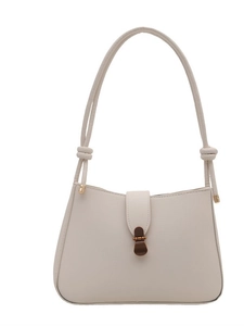 Borsa a spalla crema minimalista con tracolla a nodo e fibbia in bronzo vintage