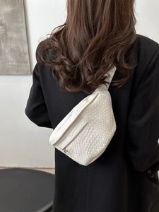Sac de poitrine tissé à carreaux blancs pour hommes et femmes porté en bandoulière
