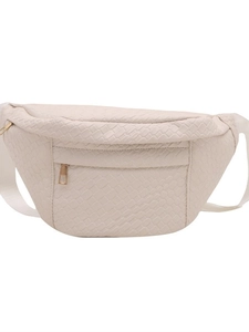 Sac de poitrine tissé minimaliste pour hommes blanc cassé avec détails dorés