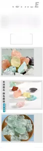 Detailed view of mixed natural raw gemstones like fluorite and rose quartz in a wooden bowl