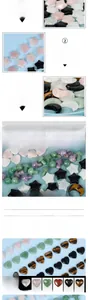 Polished natural crystal charms in star, heart, and moon shapes from various gemstones
