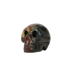 Polished natural bloodstone crystal skull figurine carved from high-quality gemstone
