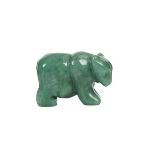Natural green aventurine hand-carved bear gemstone figurine for home office decor