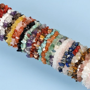 Handmade stretch bracelet with multi-color irregular natural crystal stone chips